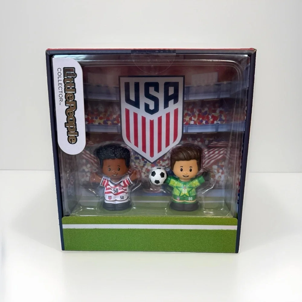 Little People Collector USA Soccer Striker Goalkeeper Figure Set NIB Mattel